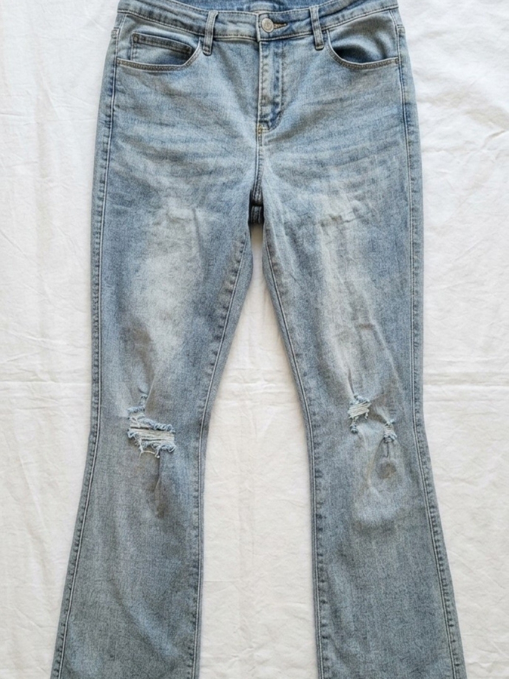 Kendall & Kylie Light Blue Distressed Flare Jeans